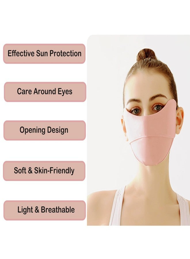 YUANST UV Face Mask, Sun Protection Face Mask, UPF 50+ Ice Silk Cooling Breathable Face Cover, Washable Reusable (Light Pink) - Image 2